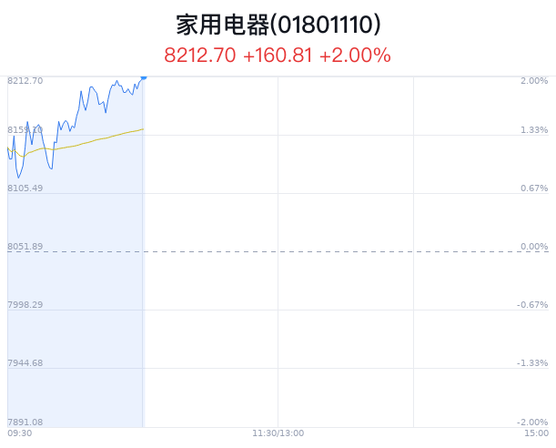 家用电器行业盘中拉升，金海高科等2只股票涨停